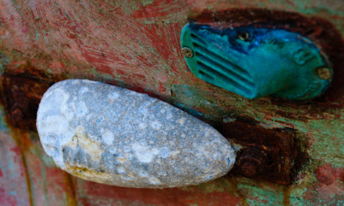 Sacrificial Anode on the hull of a fishing boat