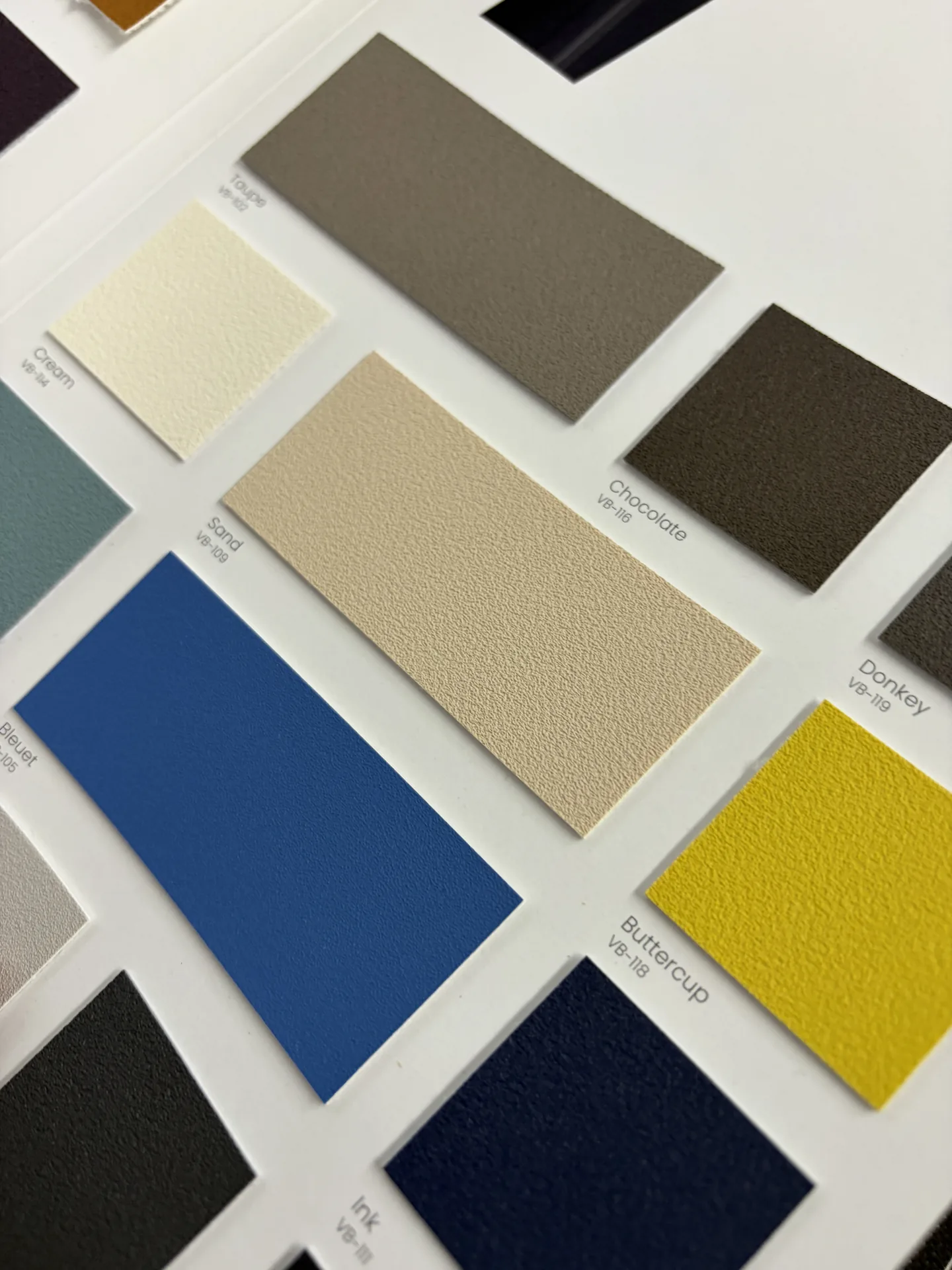 Carta de colores para tapicería náutica